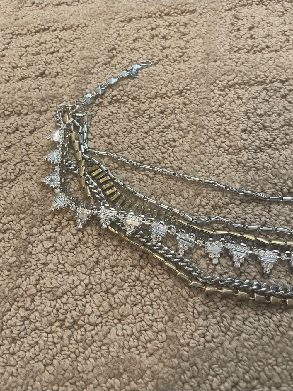 Stella & Dot Silver and Gold Multi-Strand Crystal Necklace - Picture 3 of 5